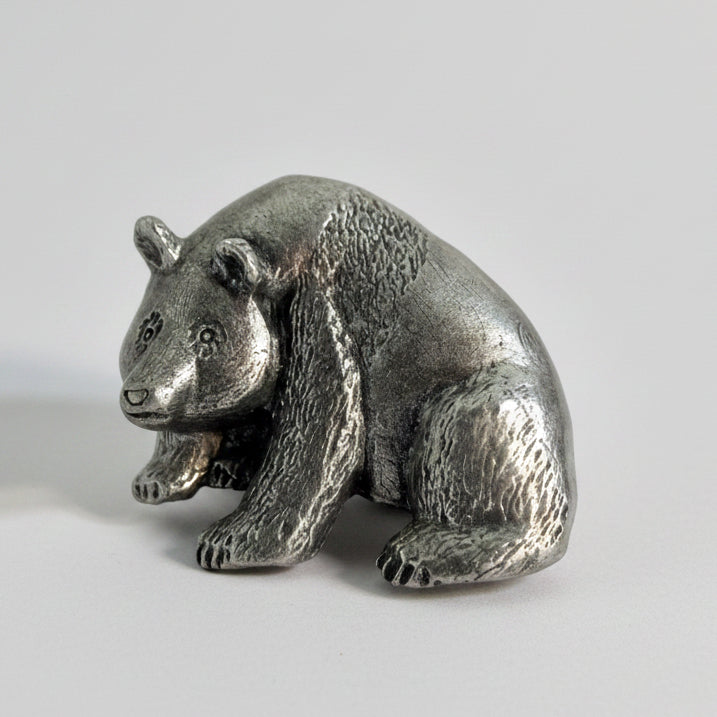 Vintage Silver-Tone Bear Brooch Figural Animal Pin Sculptural