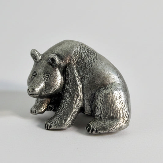 Vintage Silver-Tone Bear Brooch Figural Animal Pin Sculptural