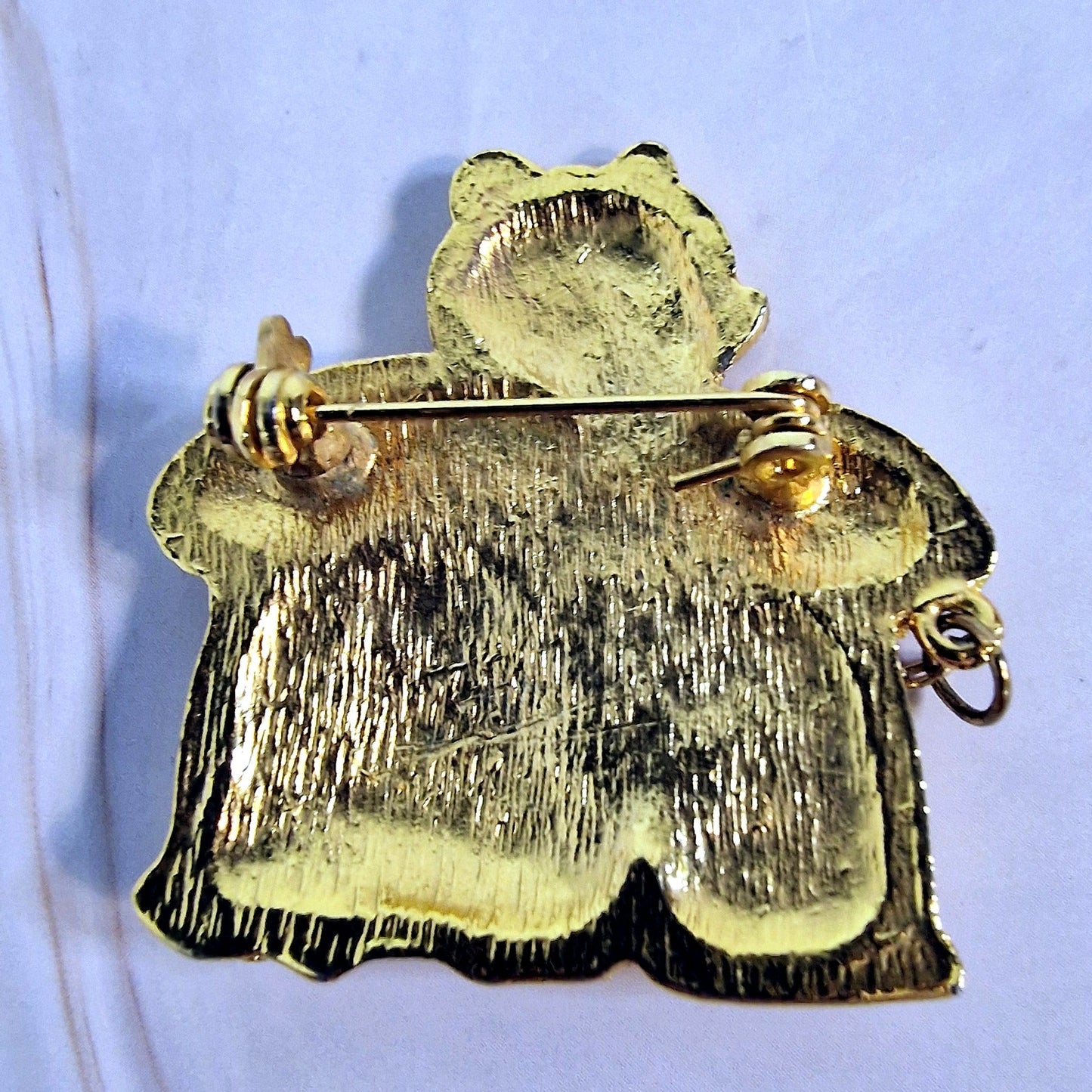 Vintage Gold-Tone Bear Mum Brooch Figural Animal Rhinestone Pin – photo 4