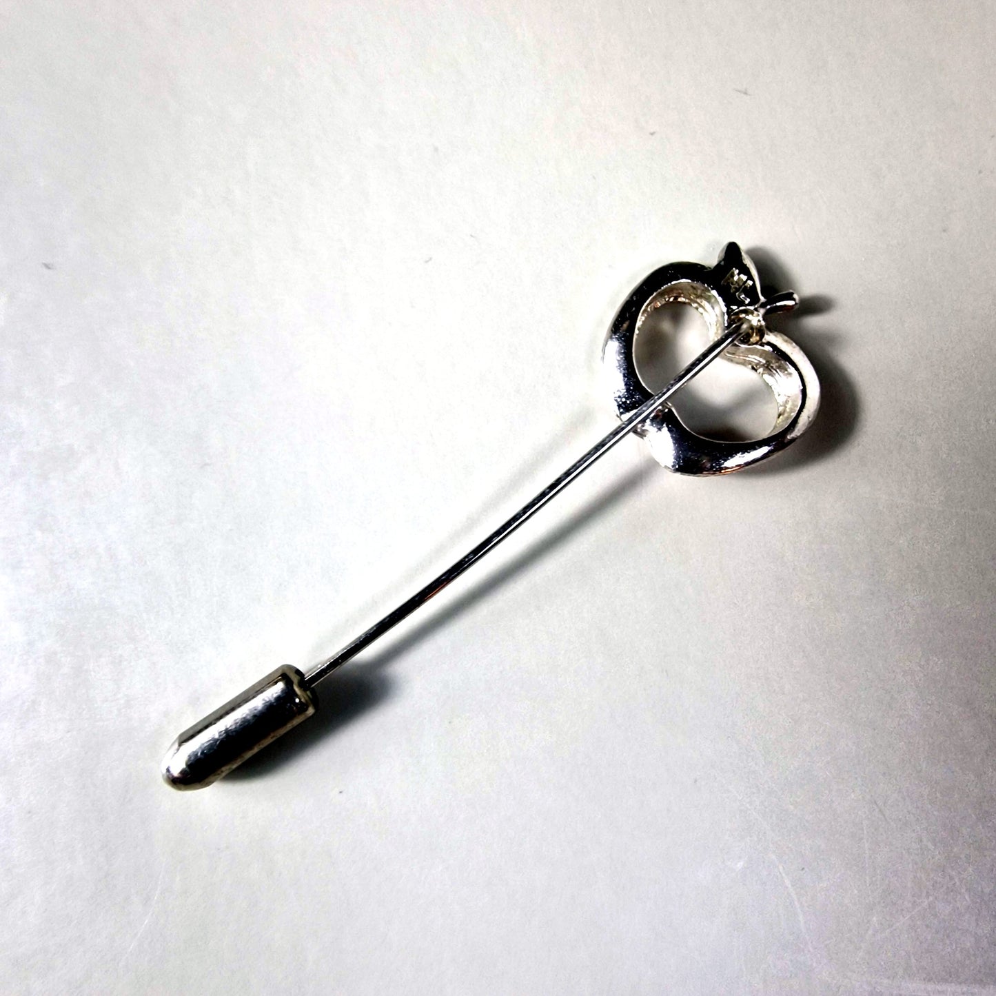ML Signed Vintage Sterling Silver Textured Apple Lapel Stick Pin Figural Brooch – photo 3