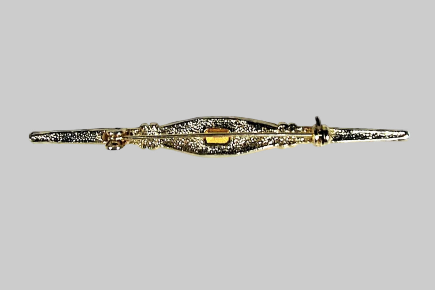 Vintage Gold-Tone Long Brooch Geometric Rhinestone Bar Pin – photo 2