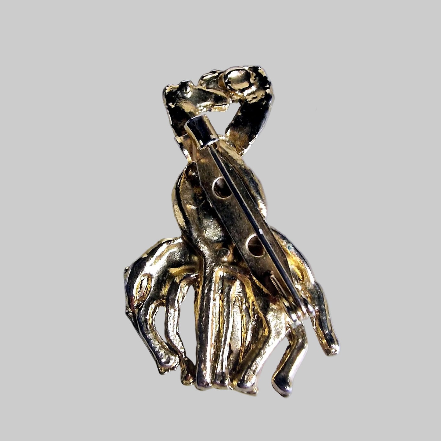 Vintage Gold-Tone Animal Brooch Two Giraffe Figural Enamel – photo 2