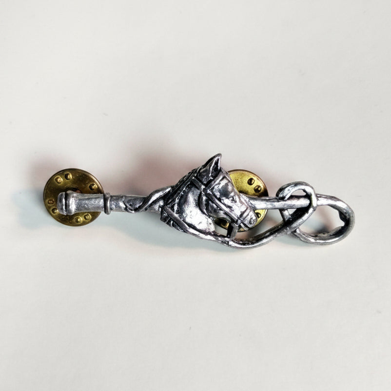 Bailey Antique Silver Equestrian Horse Brooch Figural Animal Pin Signed