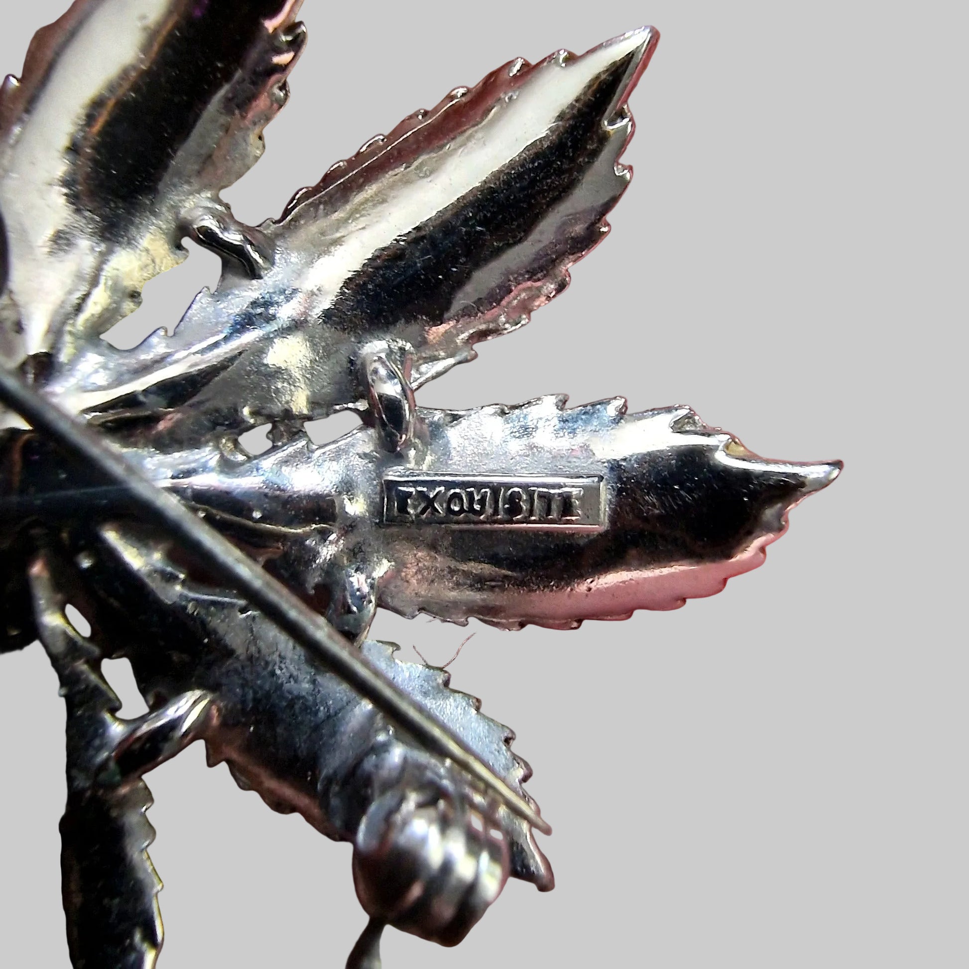 Exquisite Vintage Silver Tone Multi Leaf Brooch Signed Botanical Floral Pin – photo 5