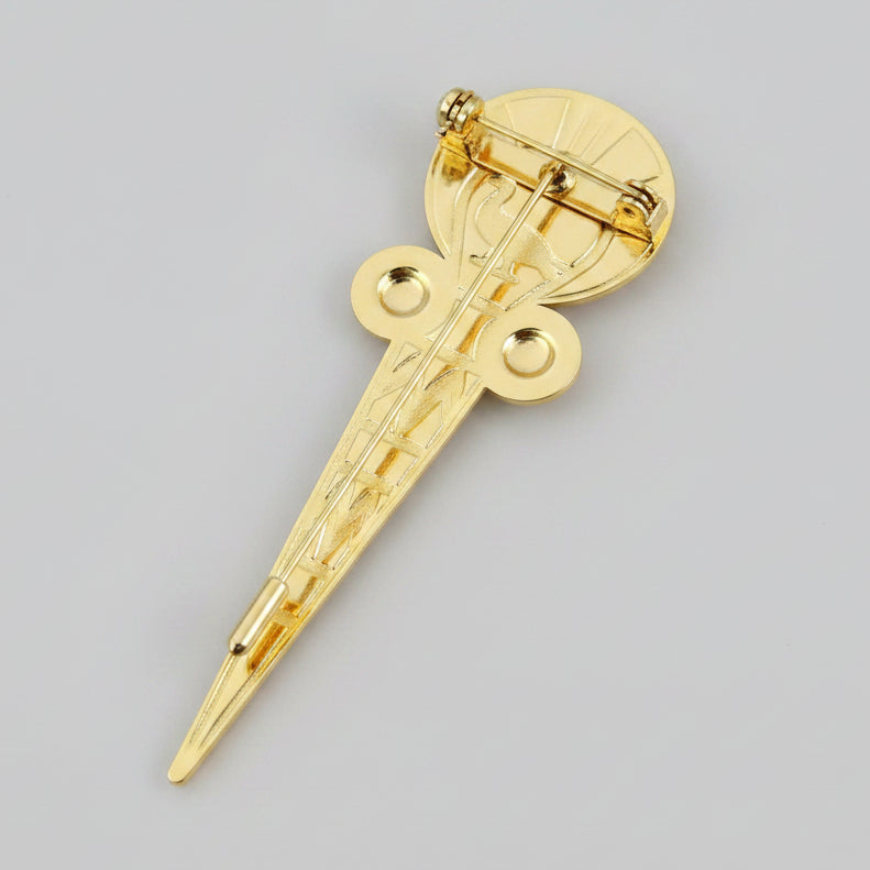 Vintage Gold-Tone Pharaoh Brooch Egyptian Revival Blue Enamel Pin – photo 3