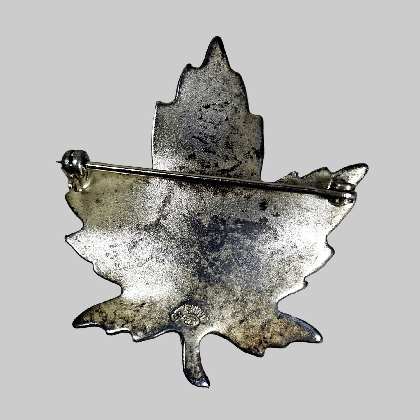 Vintage Sterling Silver Leaf Brooch Botanical Maple Figural Pin Signed Mid Centu