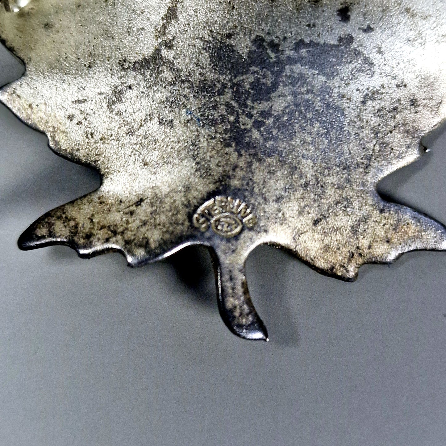 Vintage Sterling Silver Leaf Brooch Botanical Maple Figural Pin Signed Mid Centu