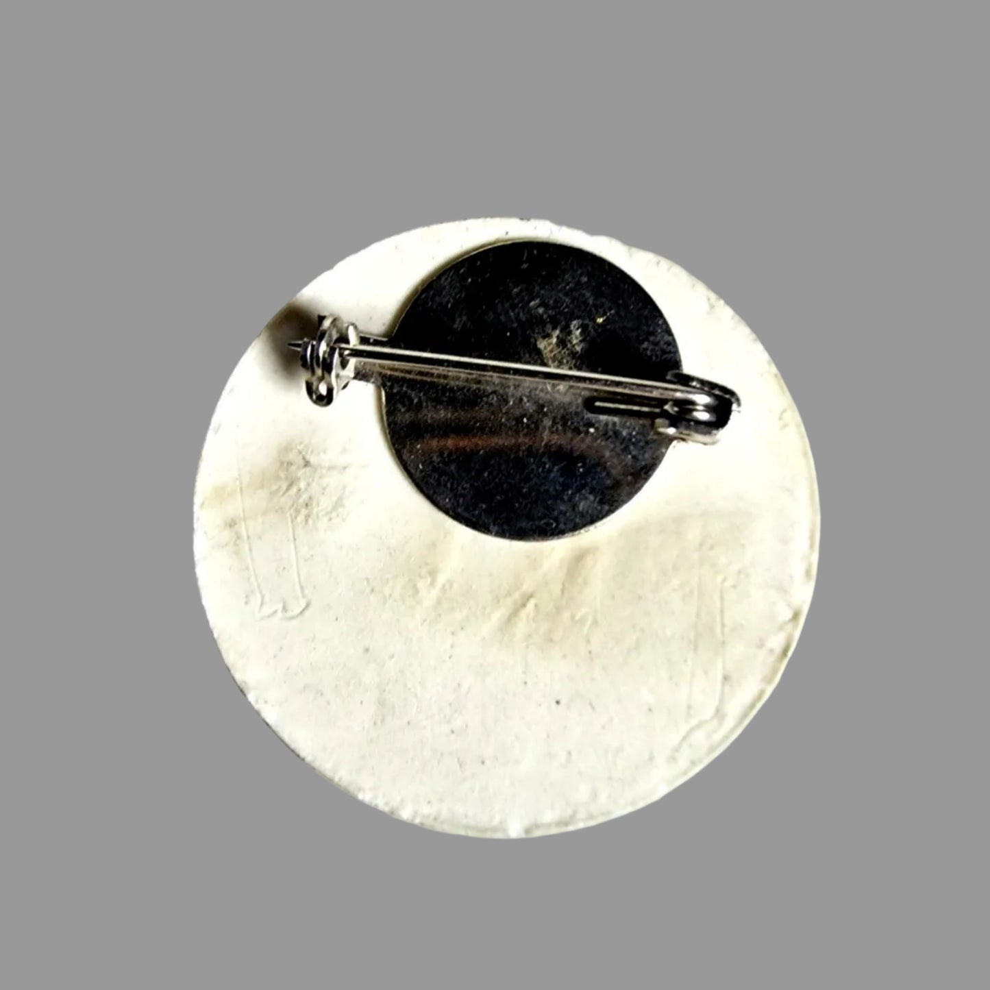Vintage White Ceramic Brooch Geometric Tree Landscape Pin – photo 2
