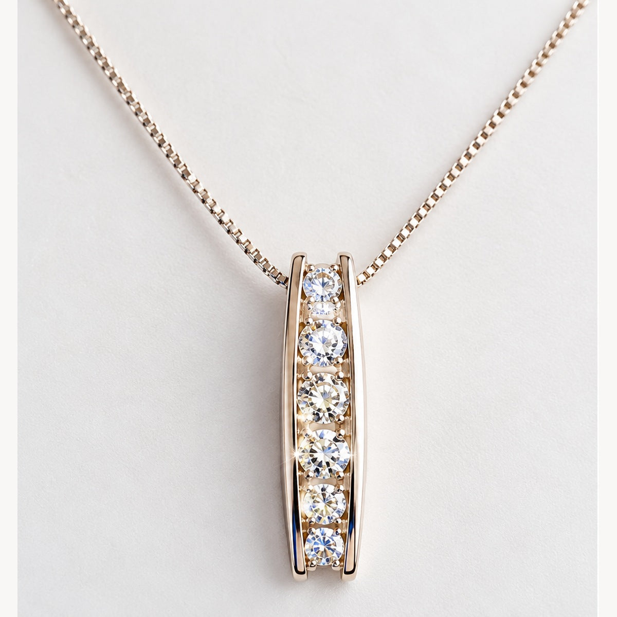 Vintage Simply Silver 1990s Sterling Silver Necklace Cubic Zirconia Bar Pendant
