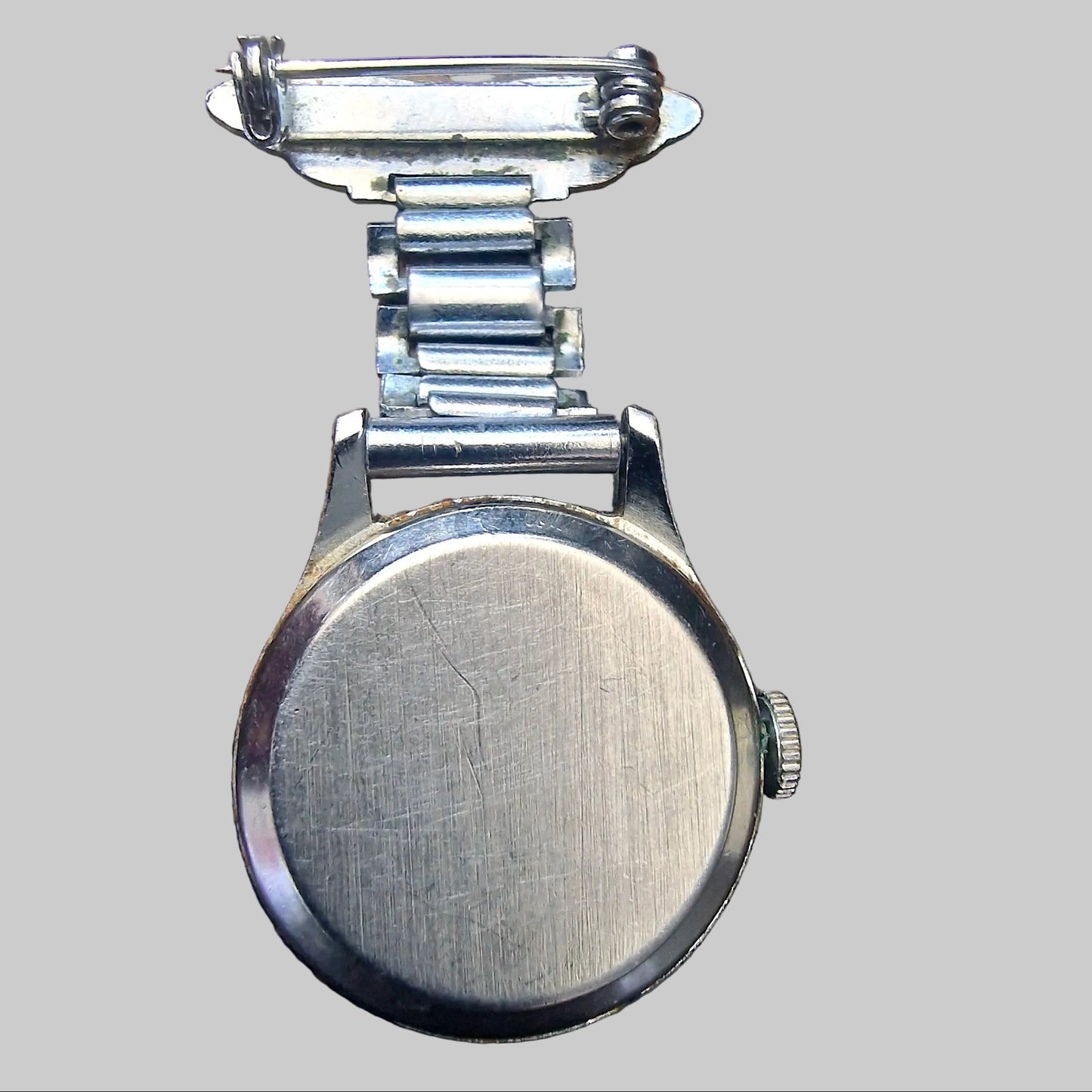 1950s Smiths Nurse Fob Watch, Stainless Steel Clip Watch, Mechanical, Signed Made in Great Britain, Mid-Century Nursing Watch – photo 4