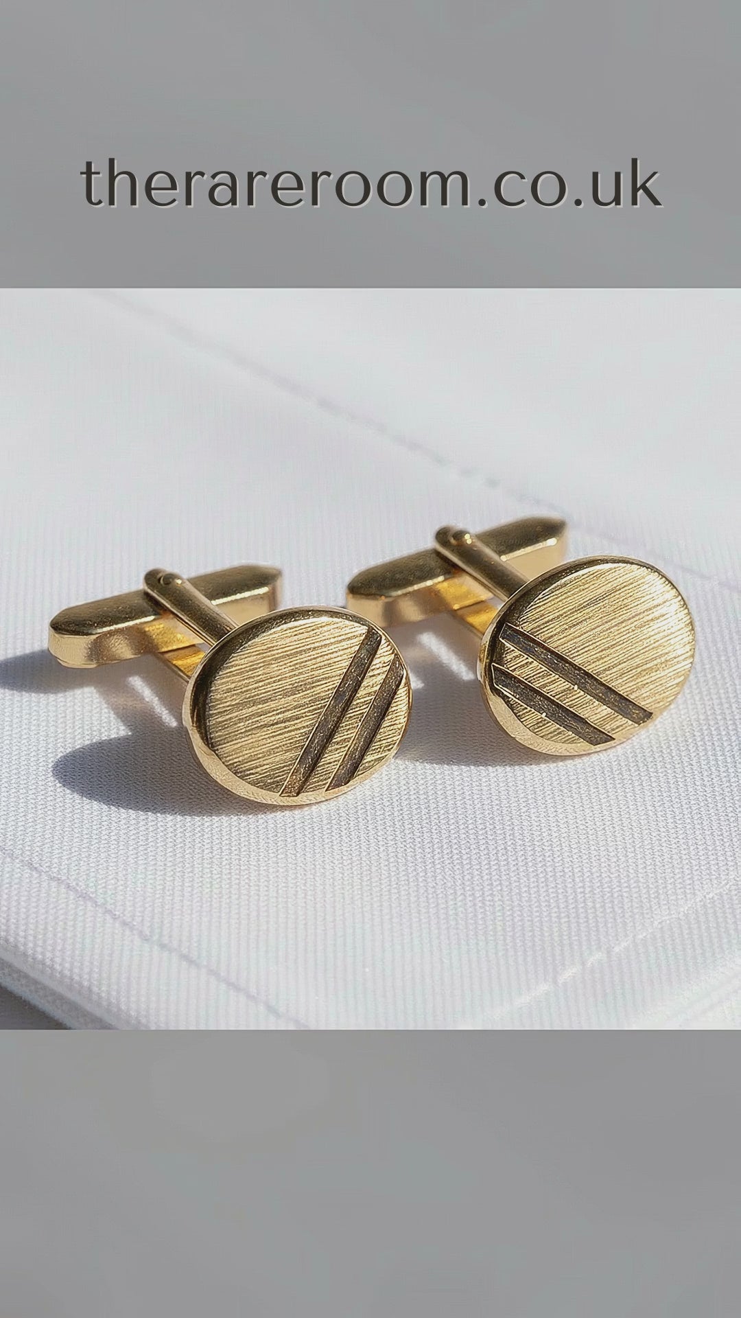 Vintage 1970s Gold-Tone Brushed Geometric Striped Cufflinks Mens Costume Pair — tiktok