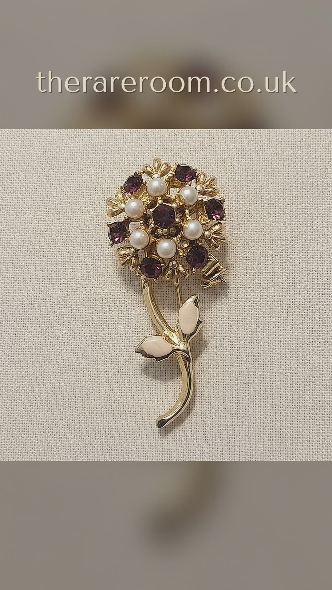 Vintage 1950s Gold-Tone Purple Amethyst Rhinestone Floral Cluster Brooch Chic — tiktok