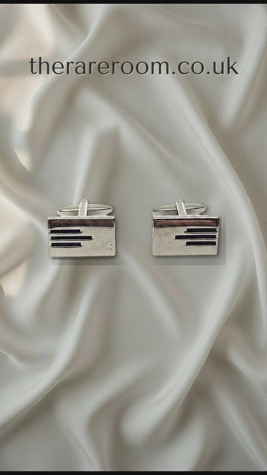 Vintage 1970s Silver-Tone Modernist Geometric Cufflinks Enamel Inlay For Groom — tiktok