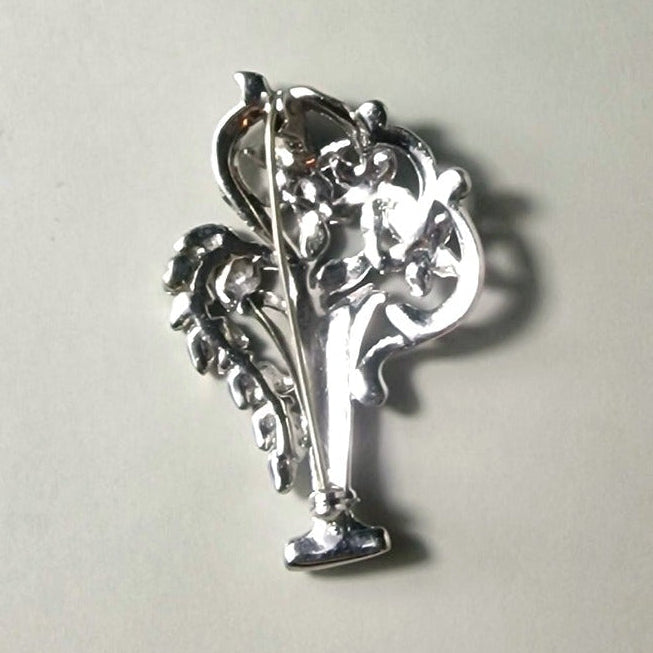 Vintage Silver-Tone Filigree Floral Brooch Openwork Costume Jewelry Retro Pin – photo 4
